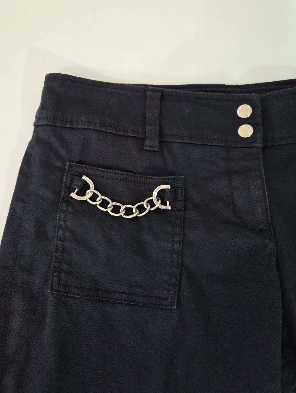 Michael Kors Black Capris with Chain Pocket Detail